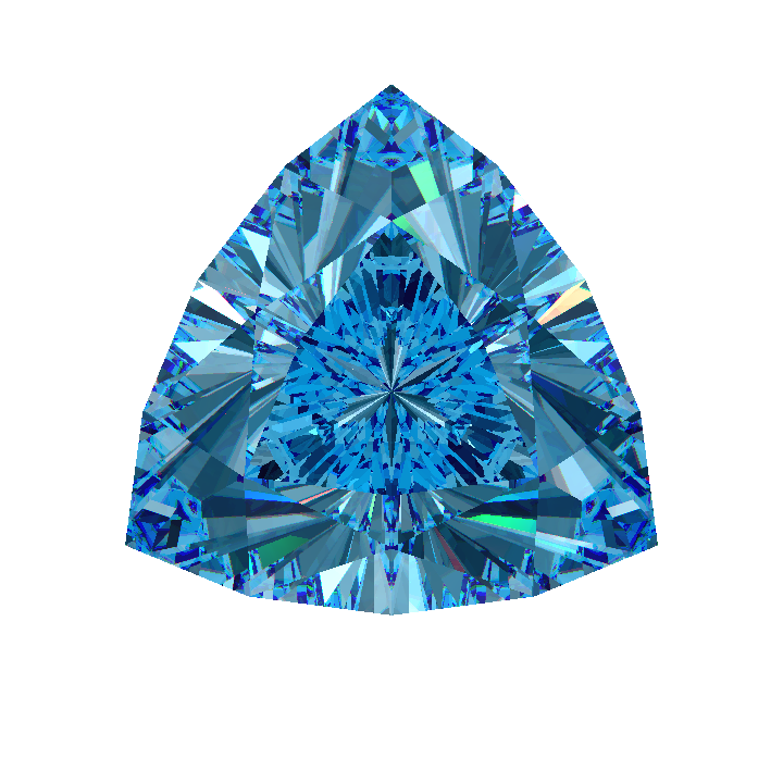 Custom Blue - Teal Sapphire Trillian Internal Reflections Gem