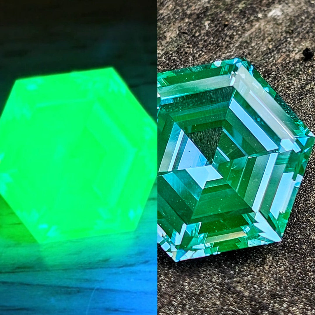 Bitterfeld Teal Lab Spinel , Hexagon Step Cut, 12.47 Carats - DJEVA