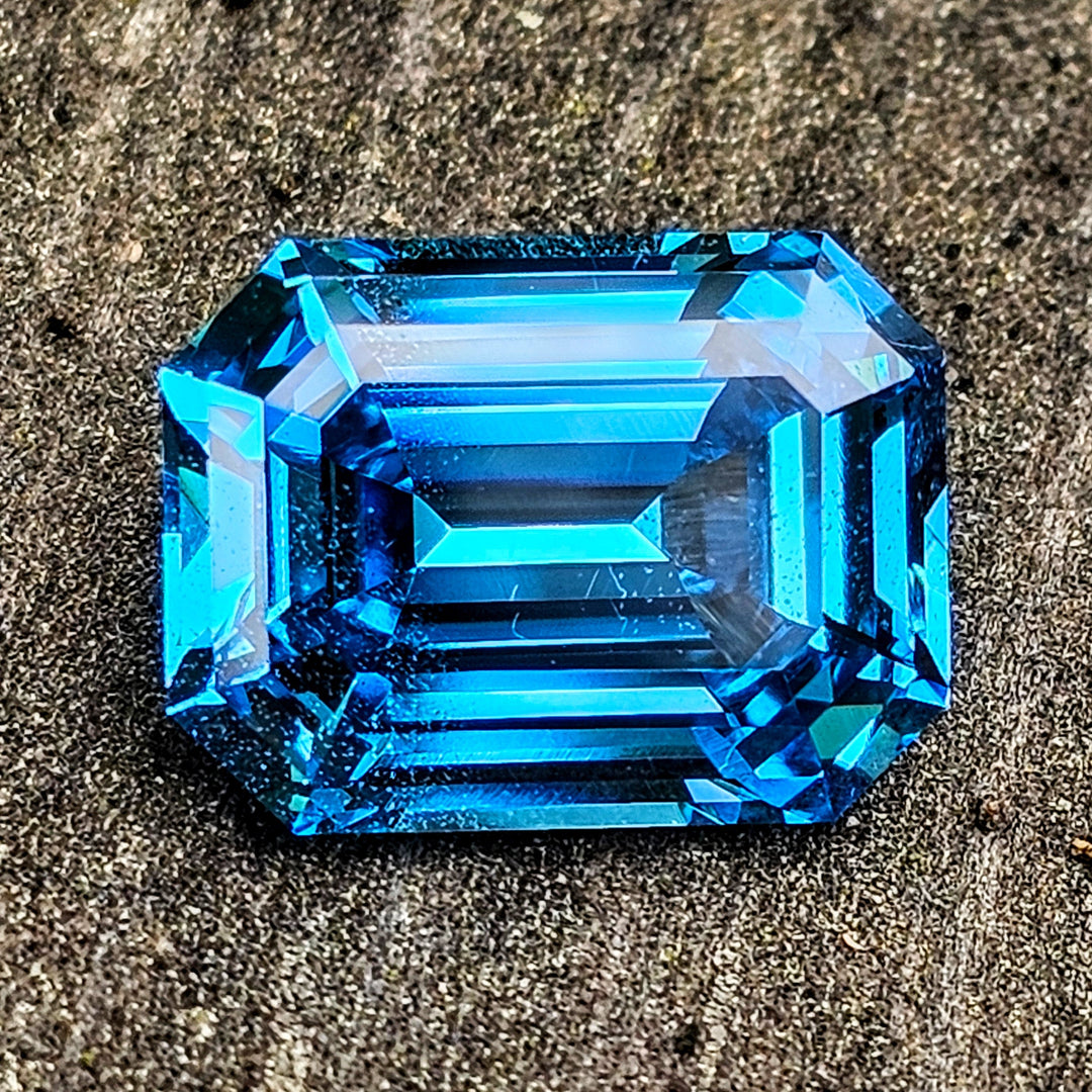 Blue Cobalt YAG, Emerald Cut, 7.21 Carats - DJEVA