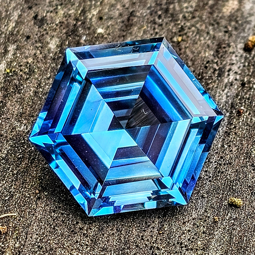 Cerulean Blue Lab Sapphire, Hexagon Step Cut, 11.12 Carats - DJEVA