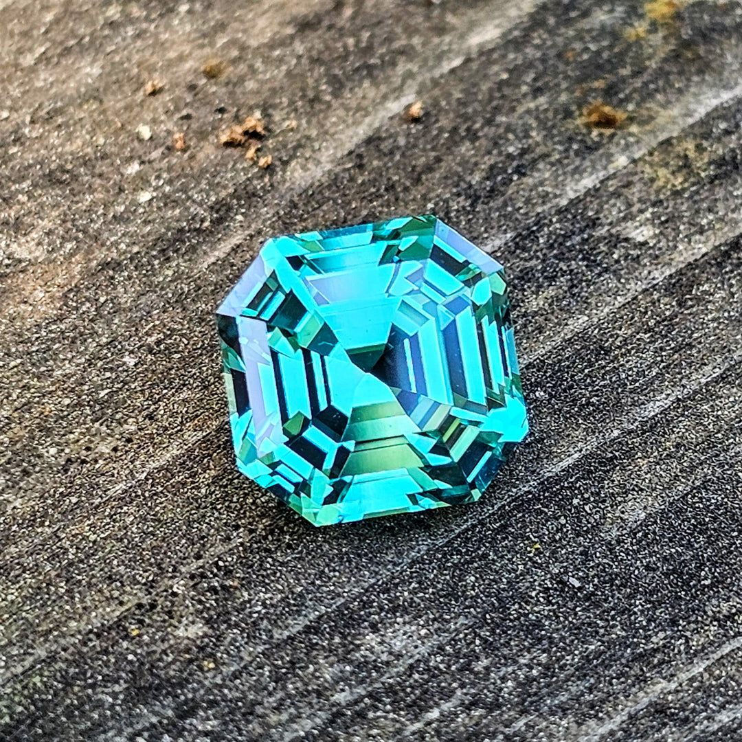 Cobalt Teal Lab Sapphire, Asscher Cut, 6.34 Carats - DJEVA