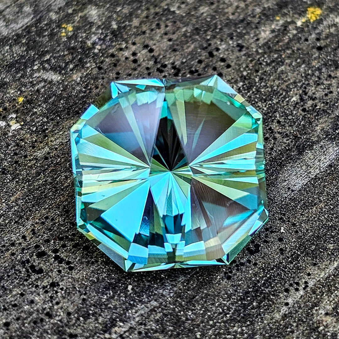 Cobalt Teal Lab Sapphire, Tessellation Cut, 10.20 Carats - DJEVA