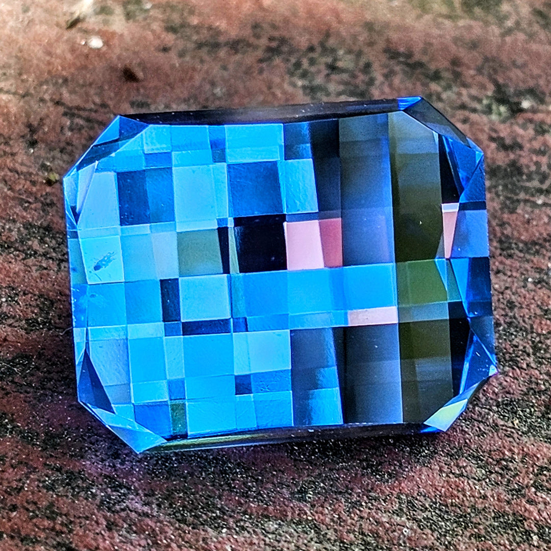 Cornflower Blue Lab Spinel, Pixel Rectangle Cut, 16.22 Carats - DJEVA