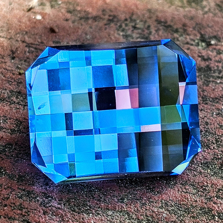 Cornflower Blue Lab Spinel, Pixel Rectangle Cut, 16.22 Carats - DJEVA