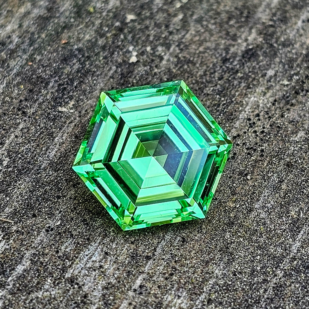 Djeva Green Lab Sapphire, Hexagon Step Cut, 6.12 Carats - DJEVA