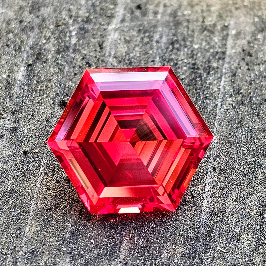 Fire Orange Lab Sapphire, Hexagon Step Cut, 10.15 Carats - DJEVA
