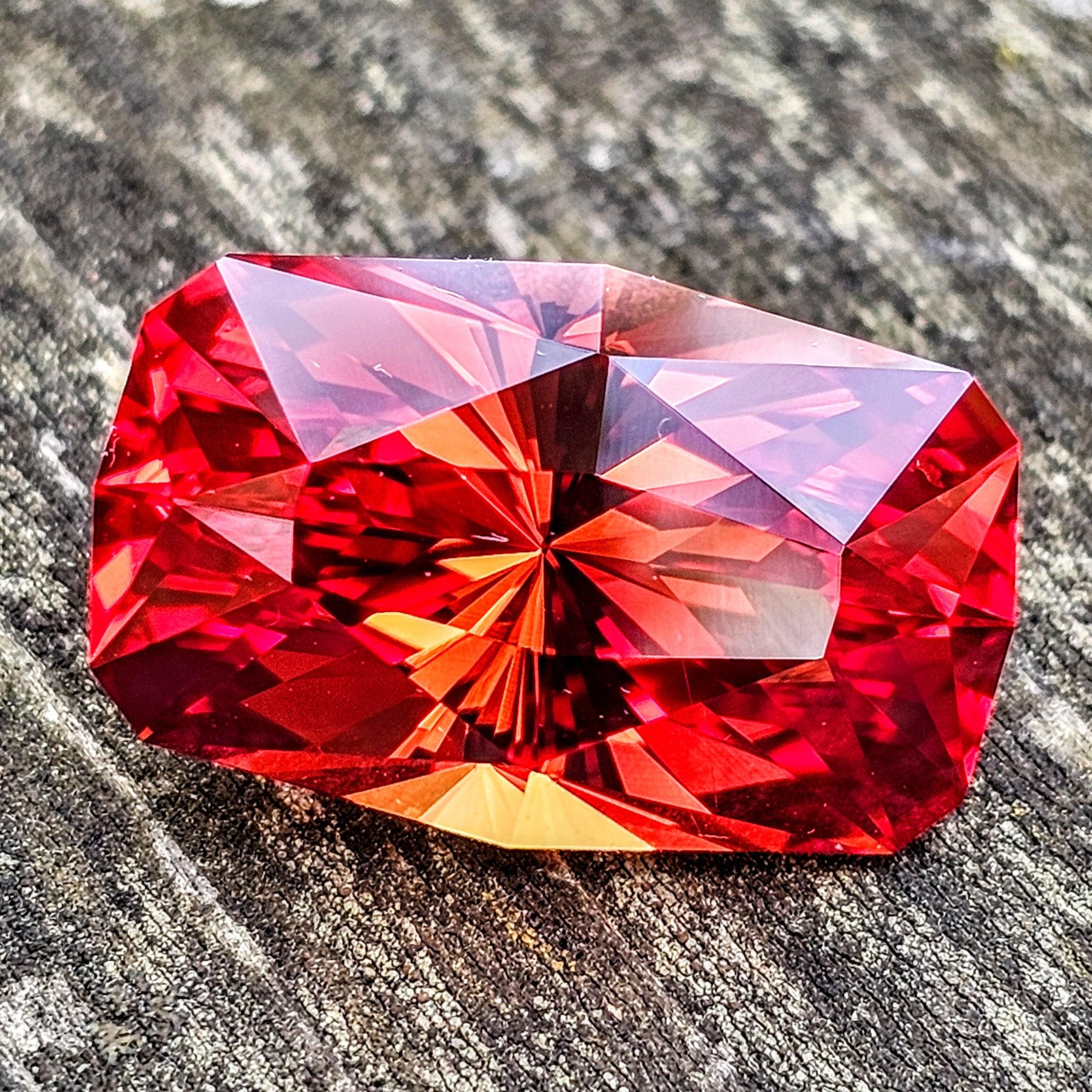 Fire Orange Lab Sapphire, House Of Sylas Long Cushion Cut,
