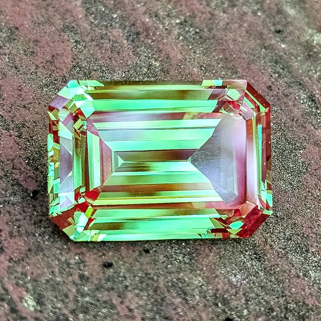 Green and Red Christmas Garnet, Emerald Cut, 16.63 Carats - DJEVA