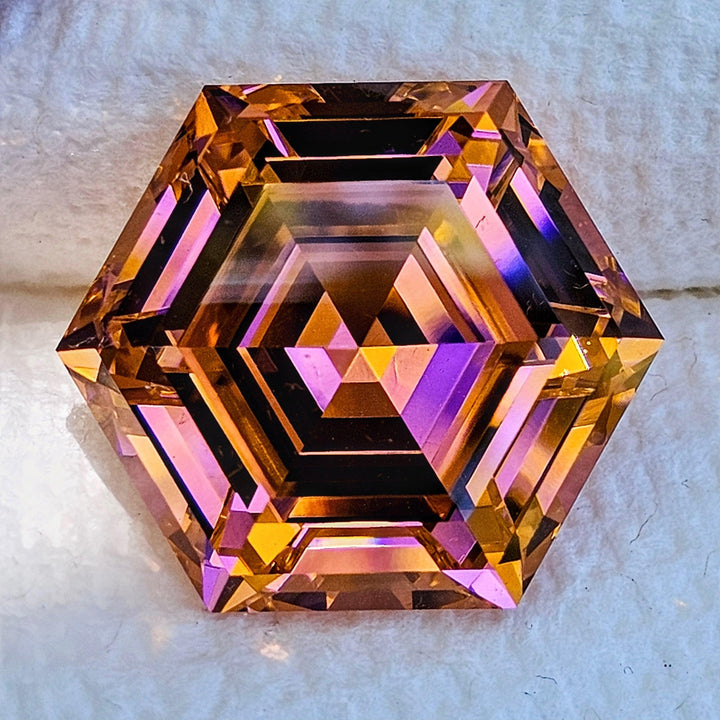 Padparadscha Erbium YAG, Hexagon Step Cut, 133.9 Carats - DJEVA