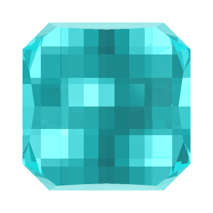 Custom Blue - Teal Sapphire Pixel Square Gem