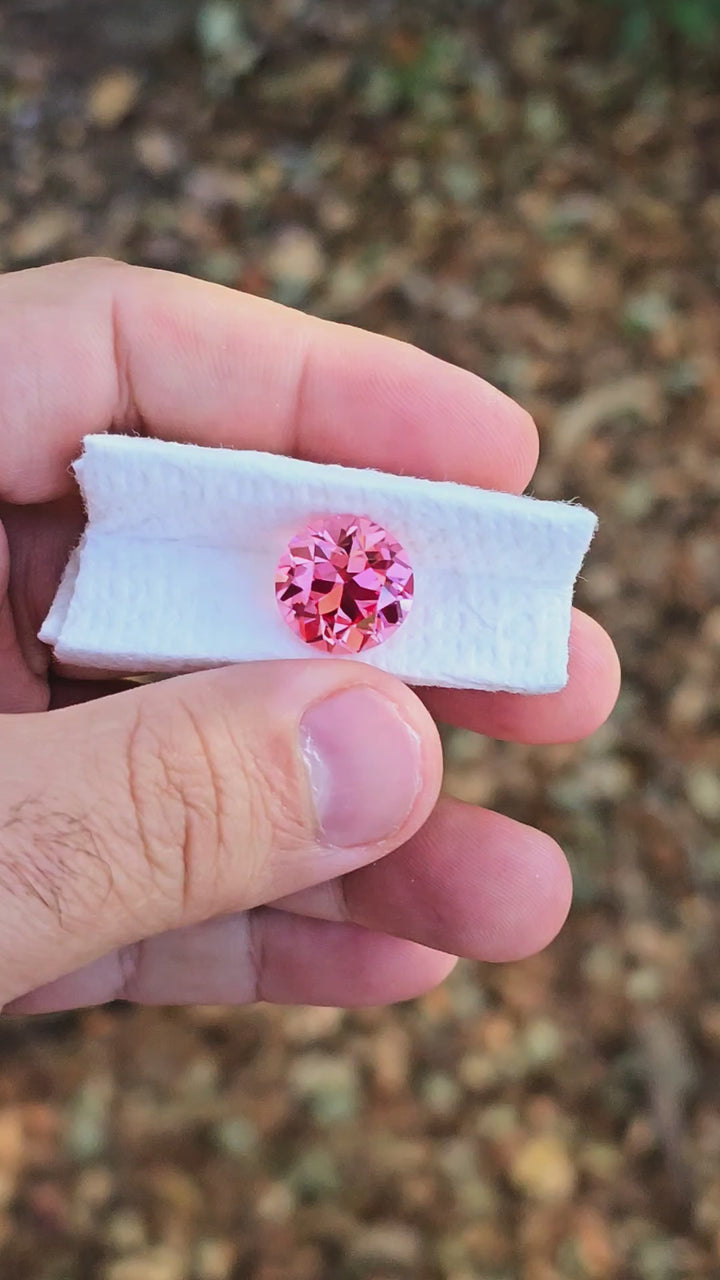 Sunrise Padparadscha Lab Sapphire, Traditional Round Brilliant Cut, 12.61 Carats