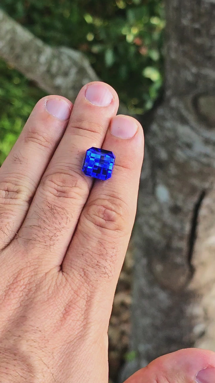 Djeva Fire Blue Lab Spinel, Pixel Square Cut, 10.52 Carats