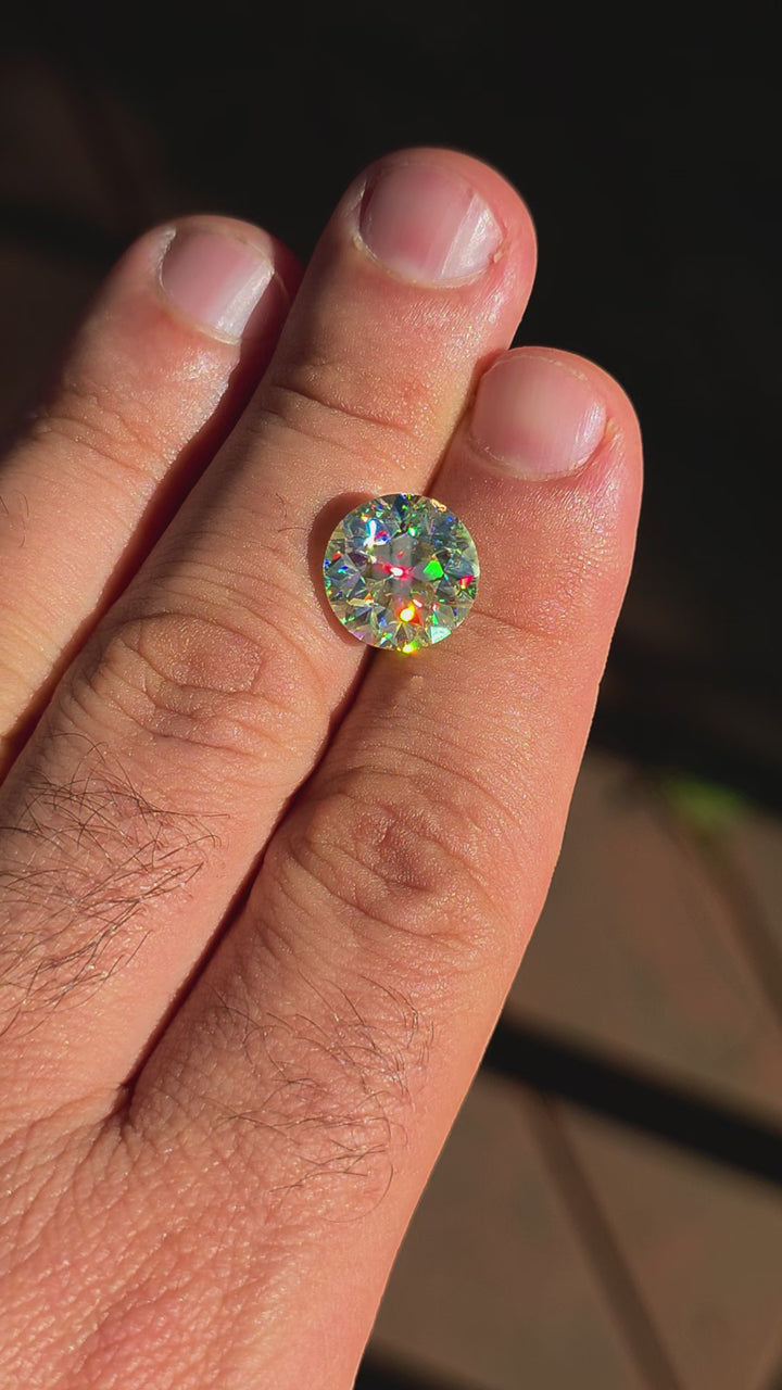White Rutile 🌈🍭🦄, Traditional Round Brilliant Cut, 8.70 Carats