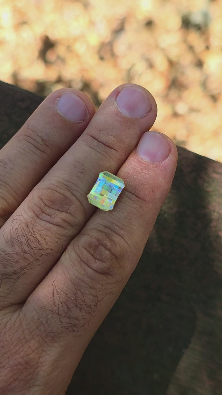 White Rutile 🌈🍭🦄, Pixel Rectangle Cut, 6.70 Carats