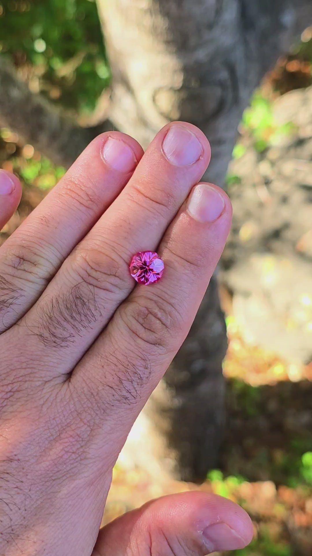 Fire Padparadscha Lab Sapphire, Gnome's Geode Cut, 4.64 Carats