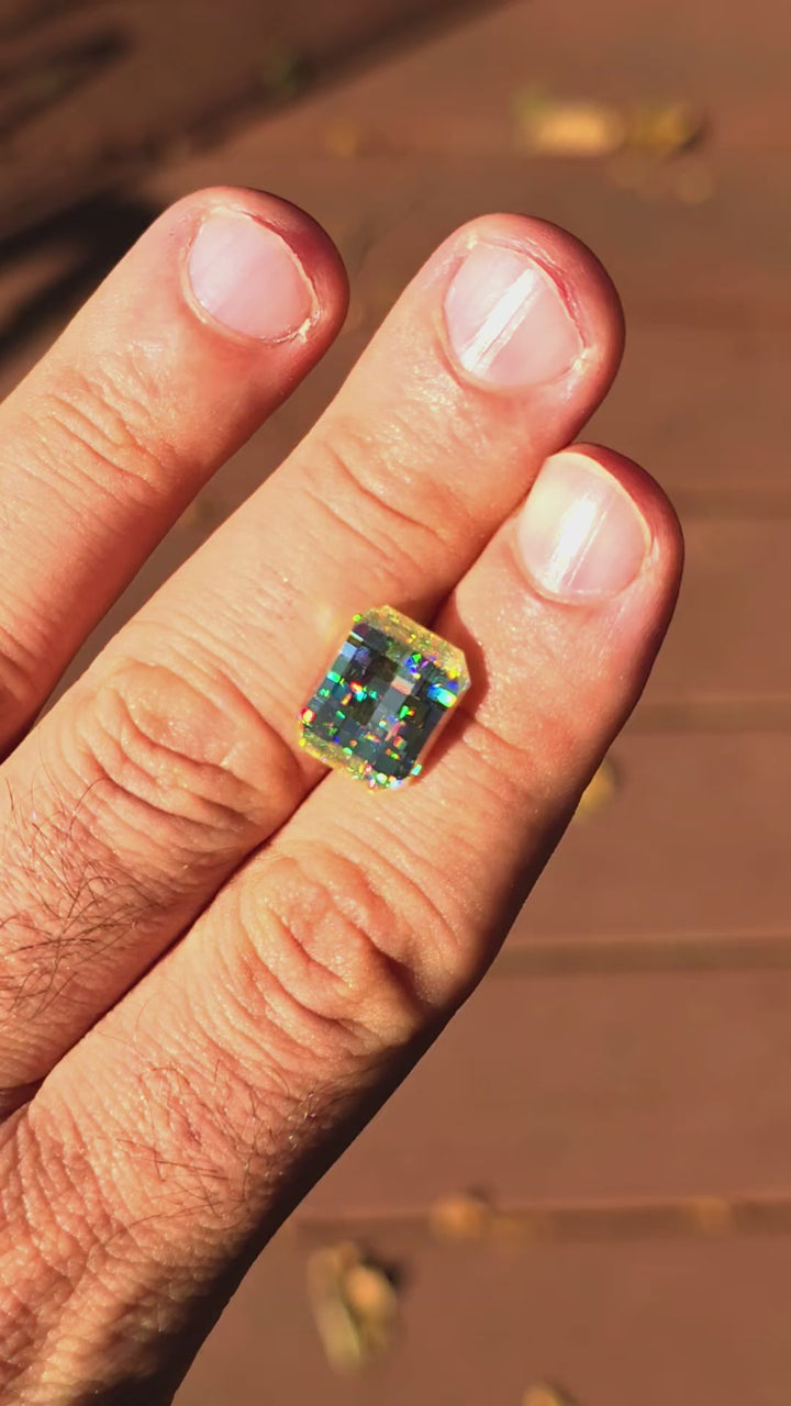 White Rutile 🌈🍭🦄, Pixel Rectangle Cut, 10.60 Carats