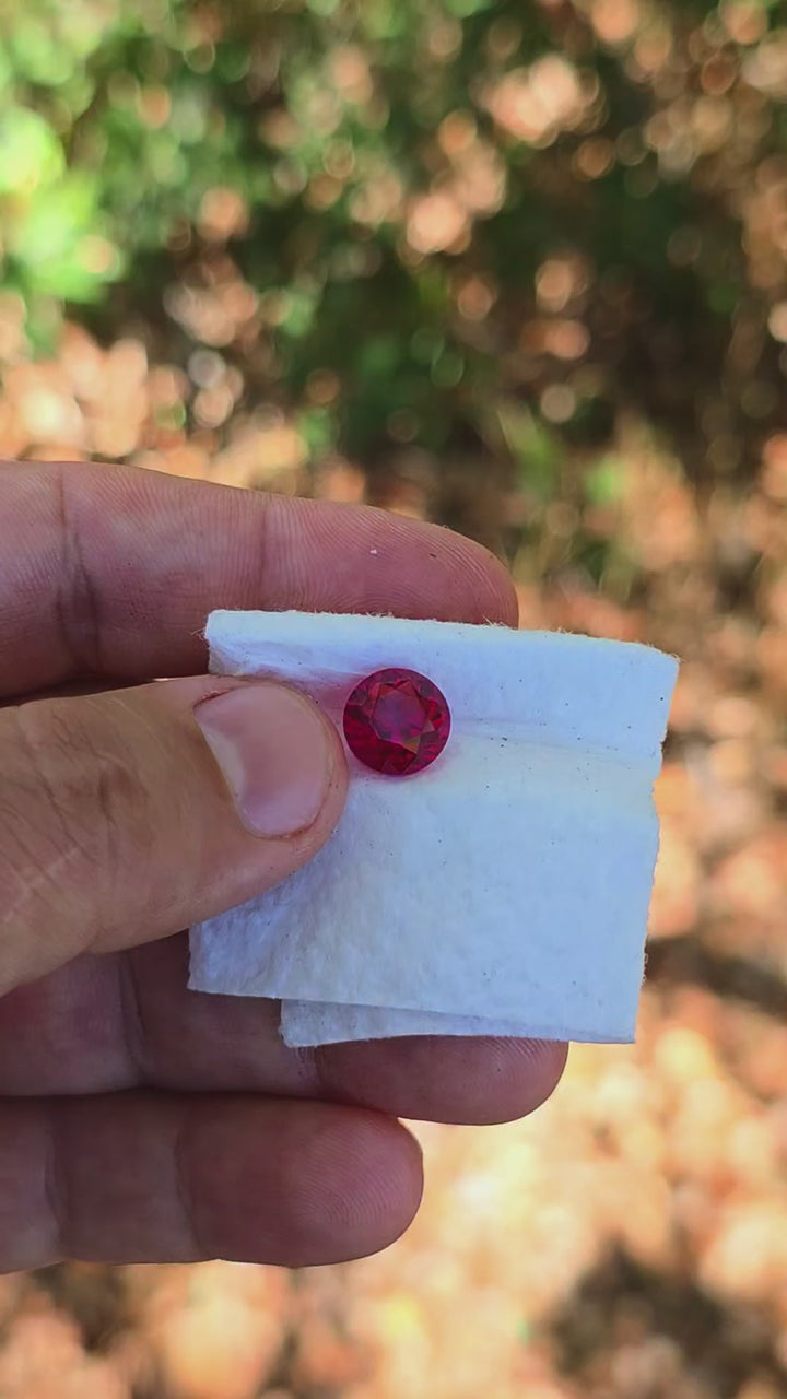Pigeon Blood Lab Spinel, Traditional Round Brilliant Cut, 5.42 Carats