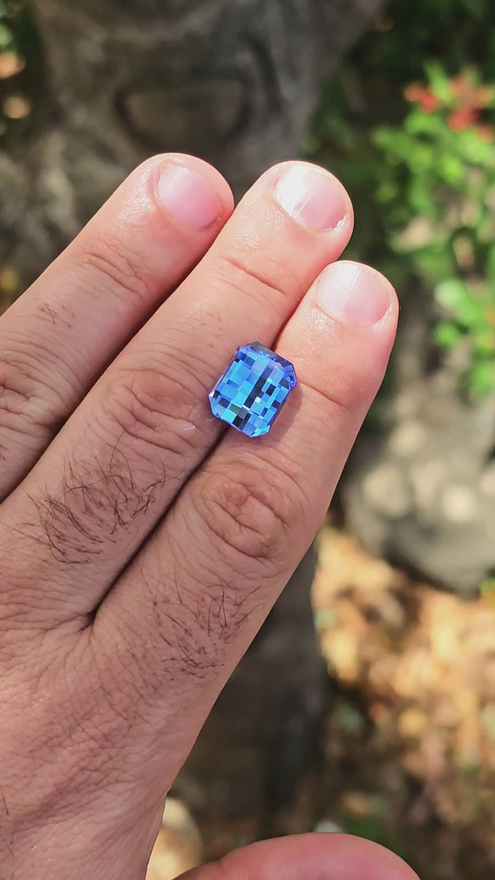 Cornflower Blue Lab Spinel, Pixel Rectangle Cut, 8.80 Carats