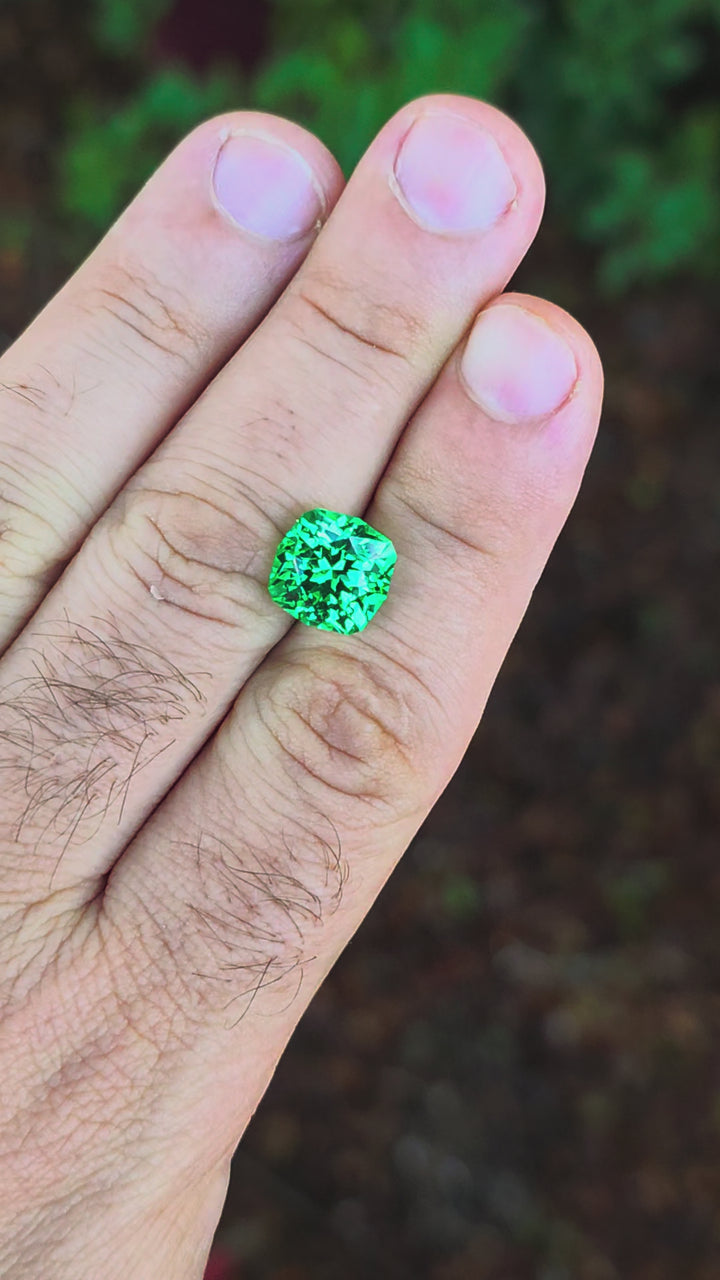 Vivid Green Vanadium YAG, House Of Sylas Cushion Cut, 8.78 Carats