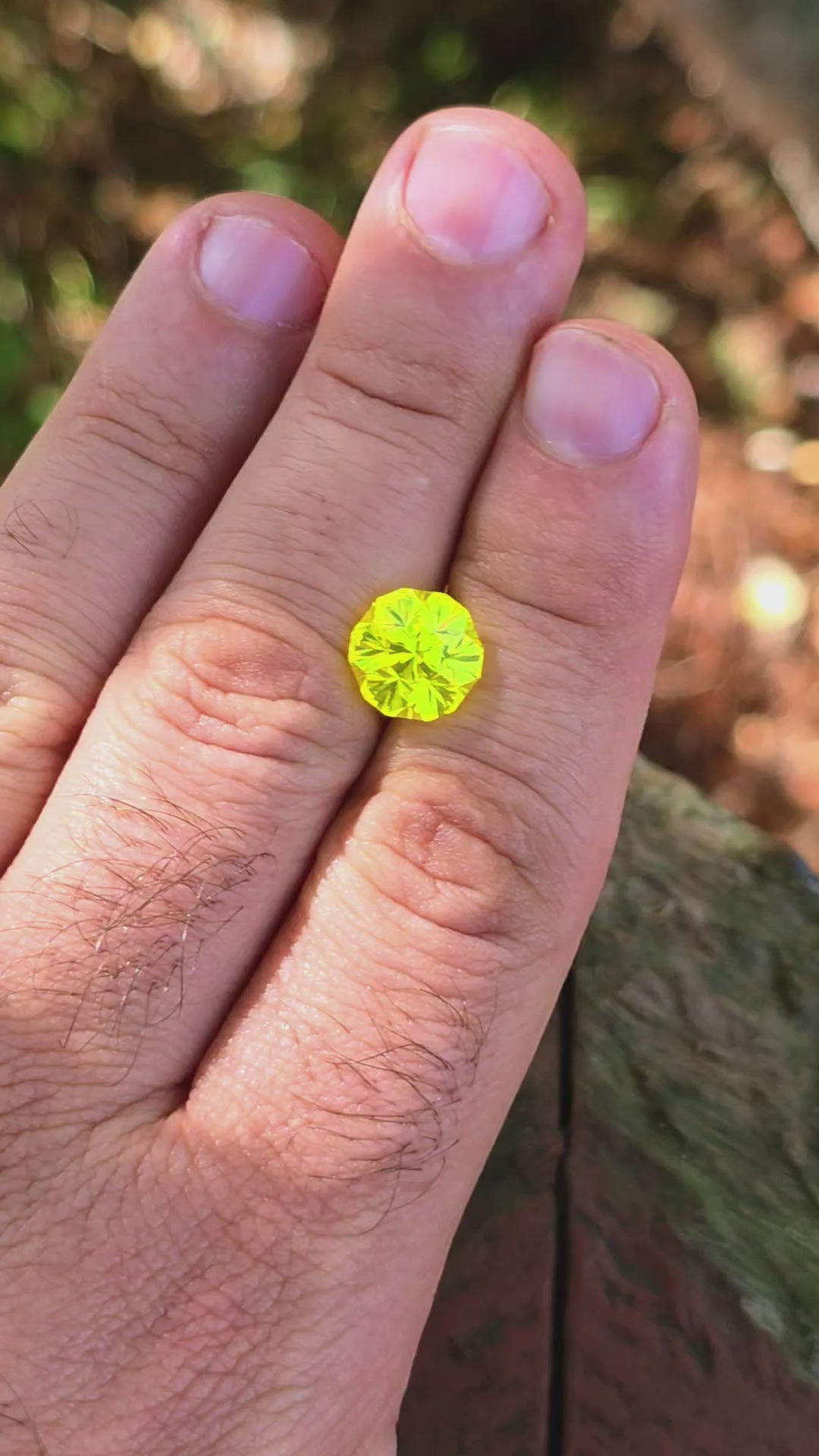 "Ultra" Glow In The Dark Lab Garnet, Gnome's Geode Cut, 8.73 Carats