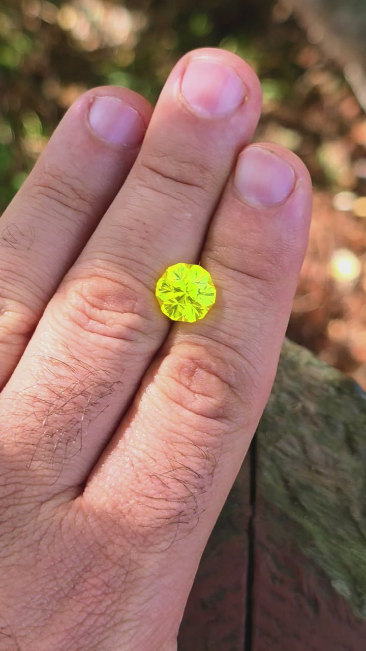 "Ultra" Glow In The Dark Lab Garnet, Gnome's Geode Cut, 8.73 Carats