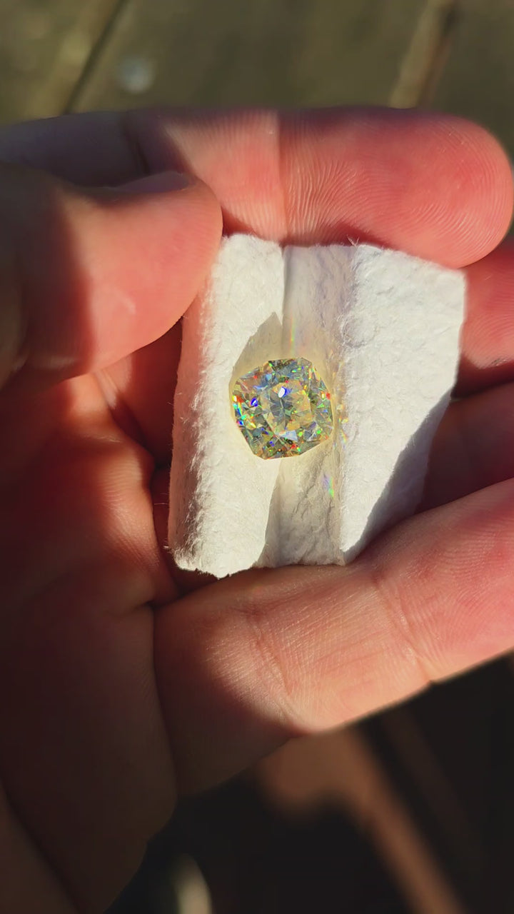 White Rutile 🌈🍭🦄, House Of Sylas Cushion Cut, 6.05 Carats