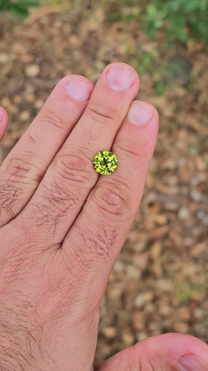 Peridot Green Colored Lab Sapphire, Antique Cushion Cut, 4.94 Carats