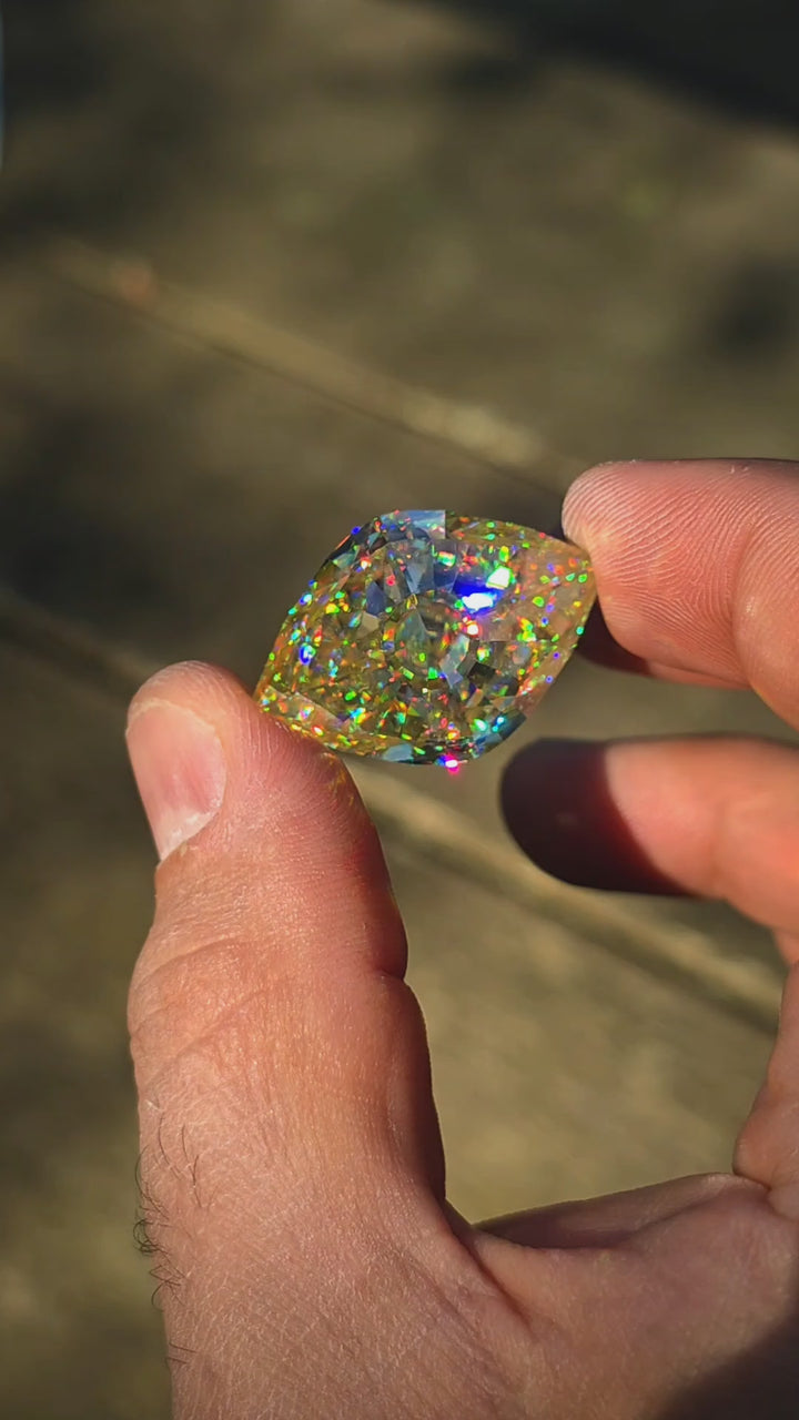 White Rutile 🌈🍭🦄, Evil Eye Cut, 58.05 Carats