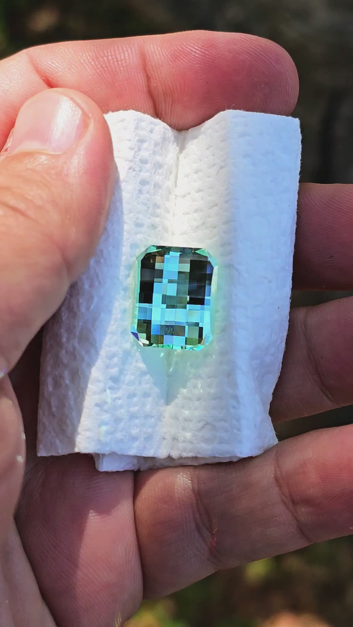 Pastel Mint Laser Garnet, Pixel Square Cut, 20.36 Carats