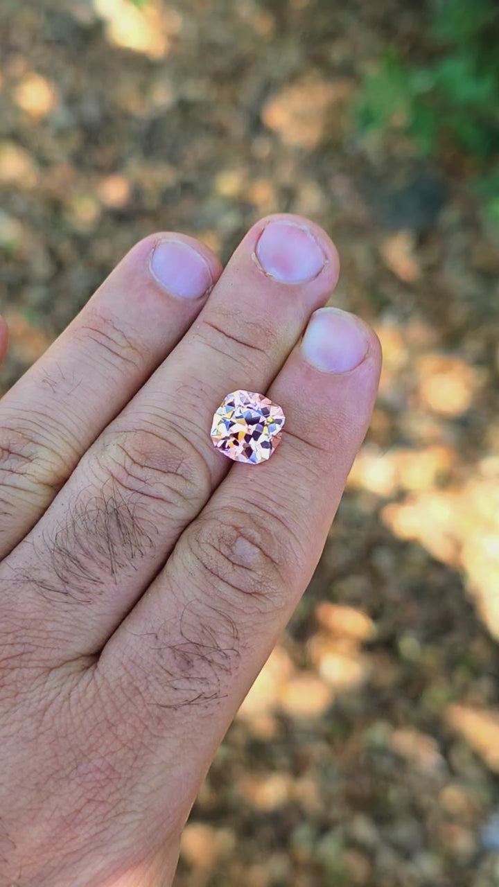 Peachy 🍑 "Morganite" Colored Lab Sapphire, House Of Sylas Cushion Cut, 8.00 Carats