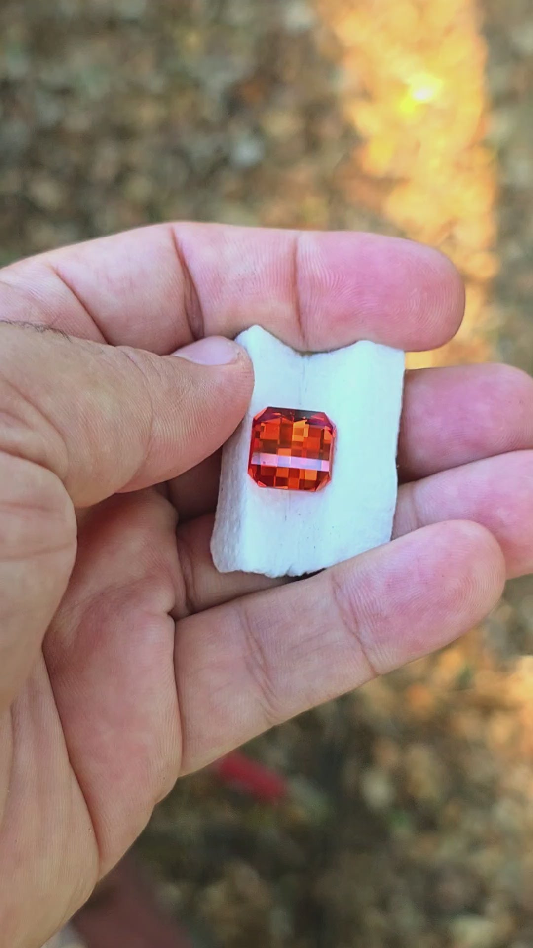 Fire Orange Lab Sapphire, Pixel Square Cut, 11.44 Carats