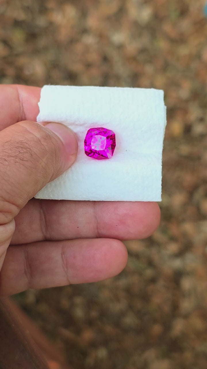 Neon Pink Lab Sapphire, House Of Sylas Cushion Cut, 9.22 Carats