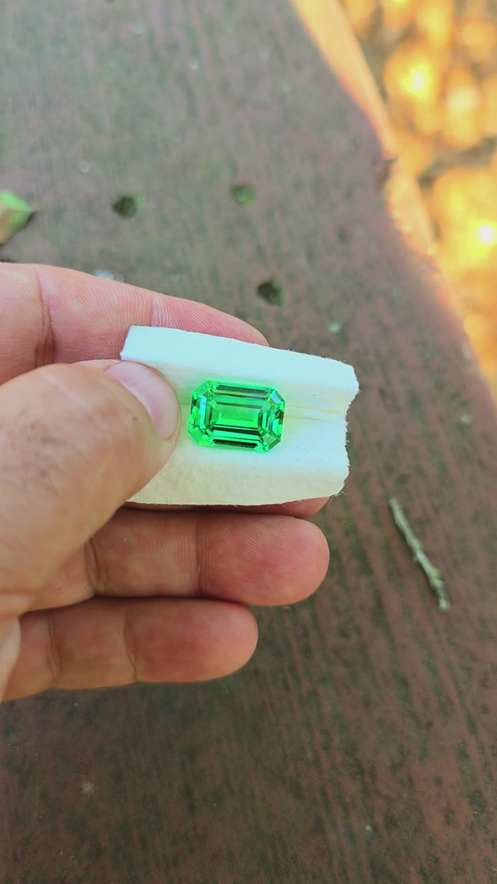 Vivid Green Vanadium YAG, Emerald Cut, 12.40 Carats