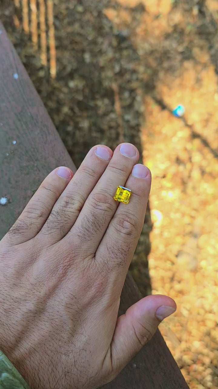 Golden Yellow Lab Sapphire, Pixel Square Cut, 6.14 Carats