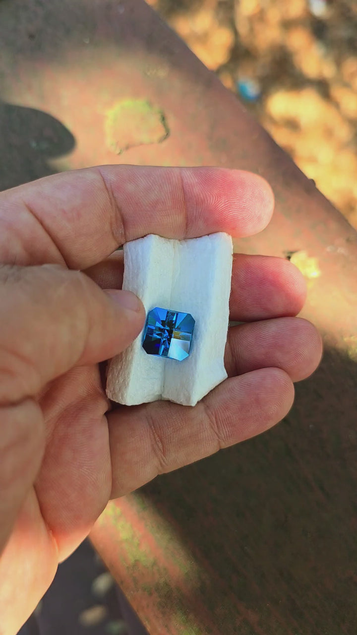 Blue Cobalt YAG, Cross Square Cut, 12.84 Carats