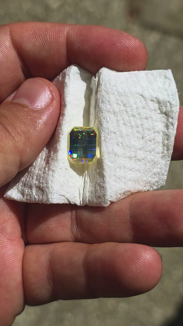 White Rutile 🌈🍭🦄, Pixel Rectangle Cut, 6.70 Carats
