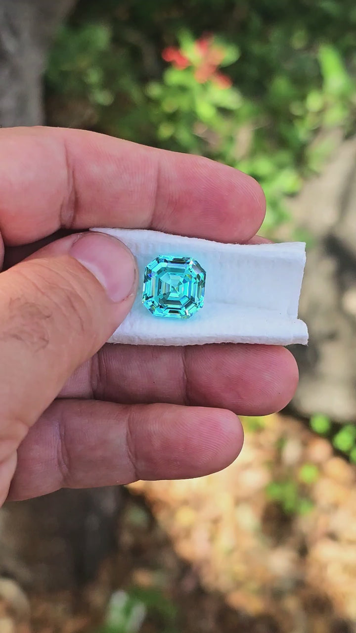 Teal "Paraiba" YAG, Asscher Cut, 16.37 Carats