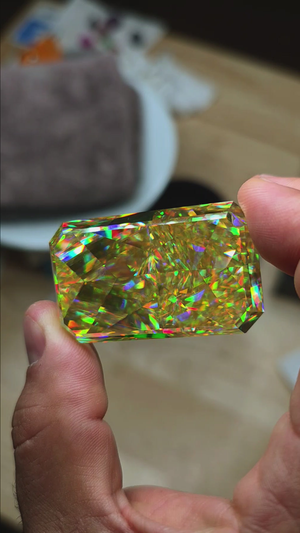 White Rutile 🌈🍭🦄, Crushed Ice Rectangle Cut, 302.40 Carats