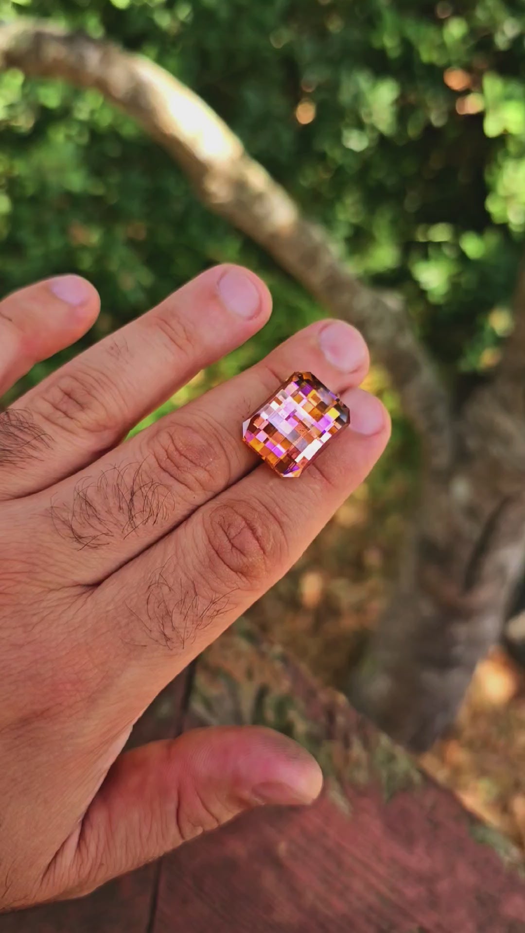 Padparadscha Erbium YAG, Pixel Rectangle Cut, 53.55 Carats