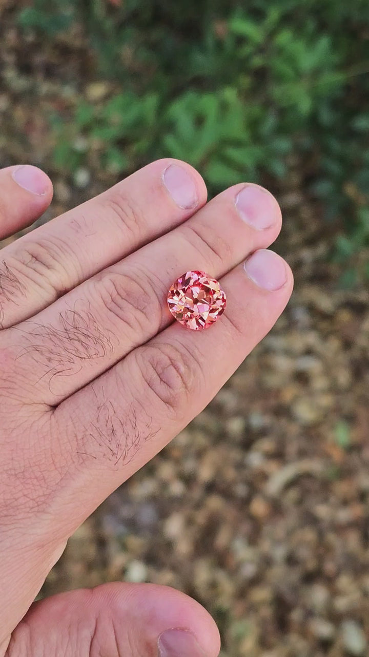 Sunrise Padparadscha Lab Sapphire, Antique Cushion Cut, 14.36 Carats