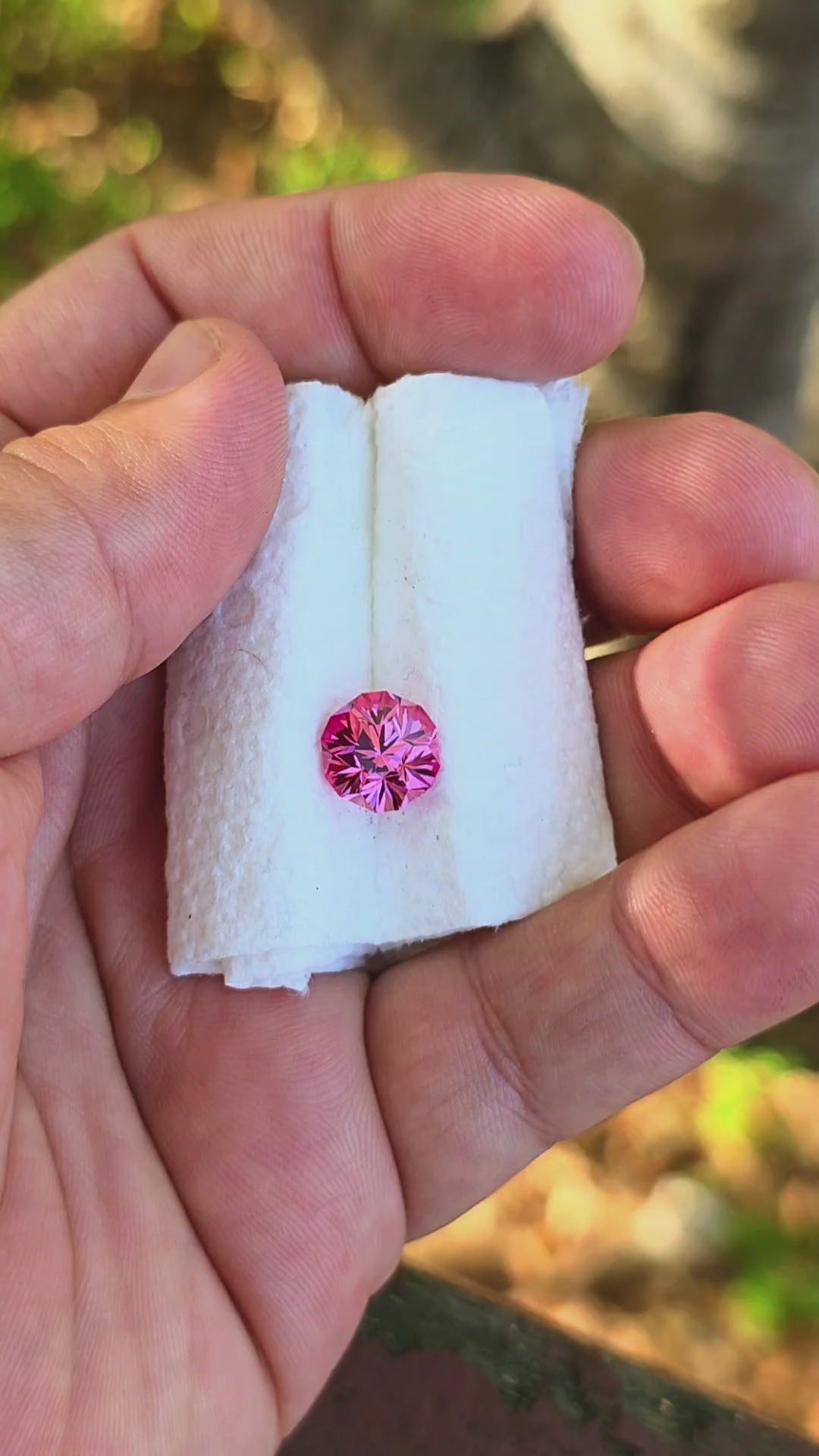 Fire Padparadscha Lab Sapphire, Gnome's Geode Cut, 4.64 Carats