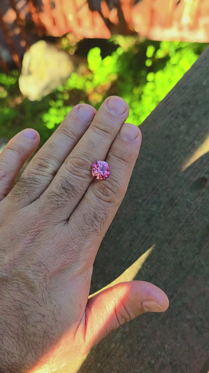 Fire Padparadscha Lab Sapphire, Antique Cushion Cut, 6.43 Carats