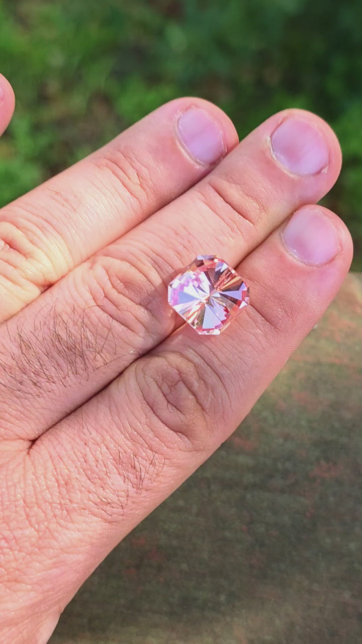 Peachy 🍑 "Morganite" Colored Lab Sapphire, Tessellation Cut, 13.04 Carats