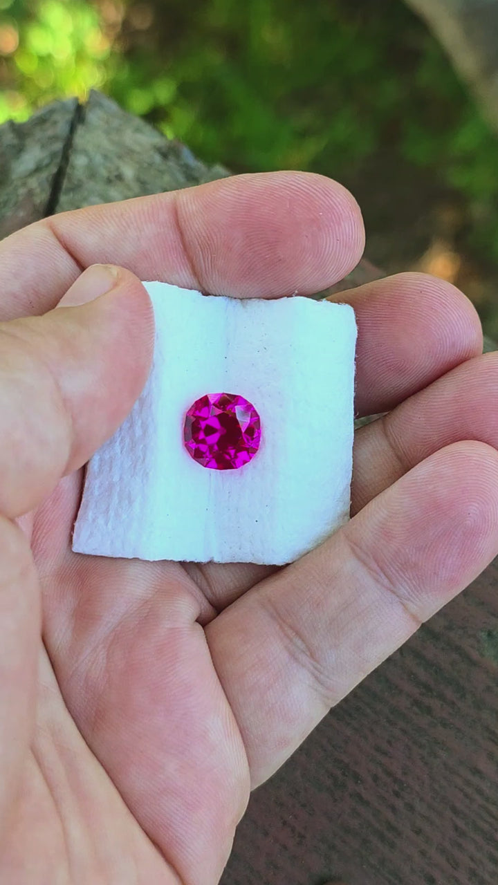 Fire Neon Pink Lab Sapphire, Antique Cushion Cut, 5.90 Carats