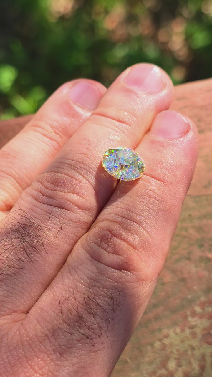 White Rutile 🌈🍭🦄, Traditional Round Brilliant Cut, 7.52 Carats