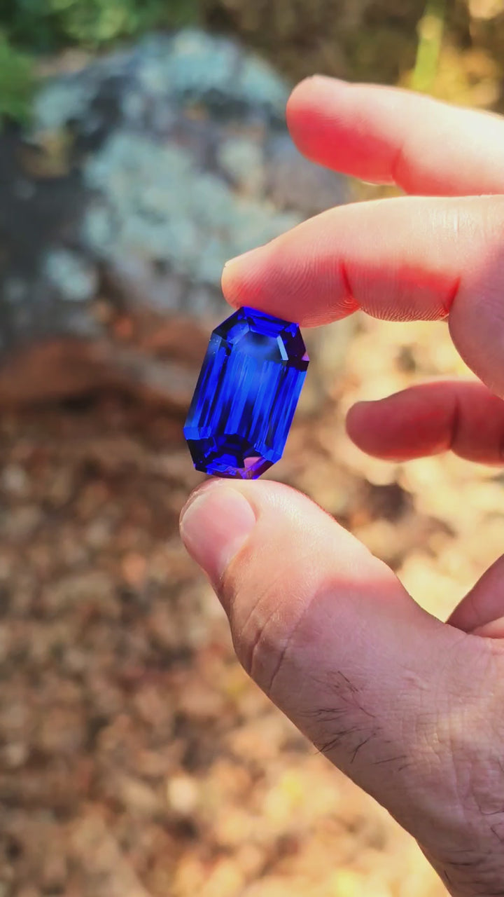 Djeva Fire Blue Lab Spinel, Stretched Octagon Cut, 45.5 Carats