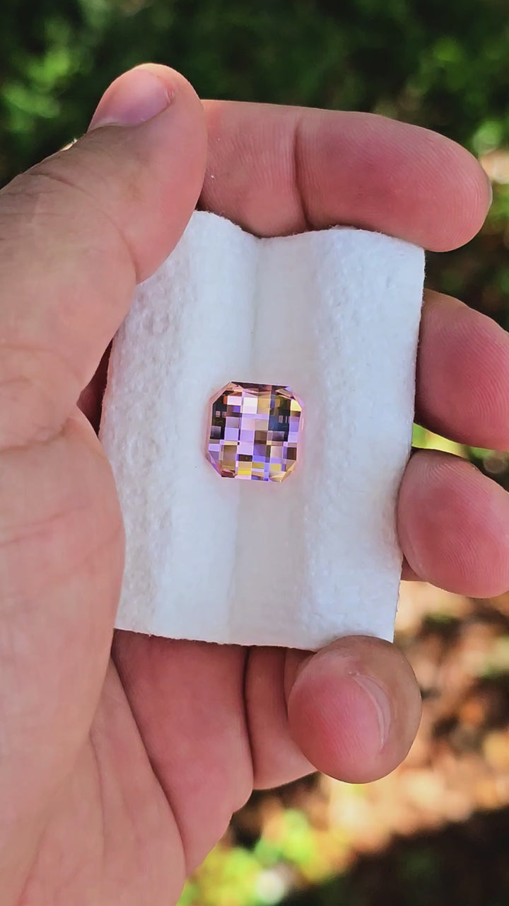 Padparadscha Erbium YAG, Pixel Square Cut, 13.76 Carats