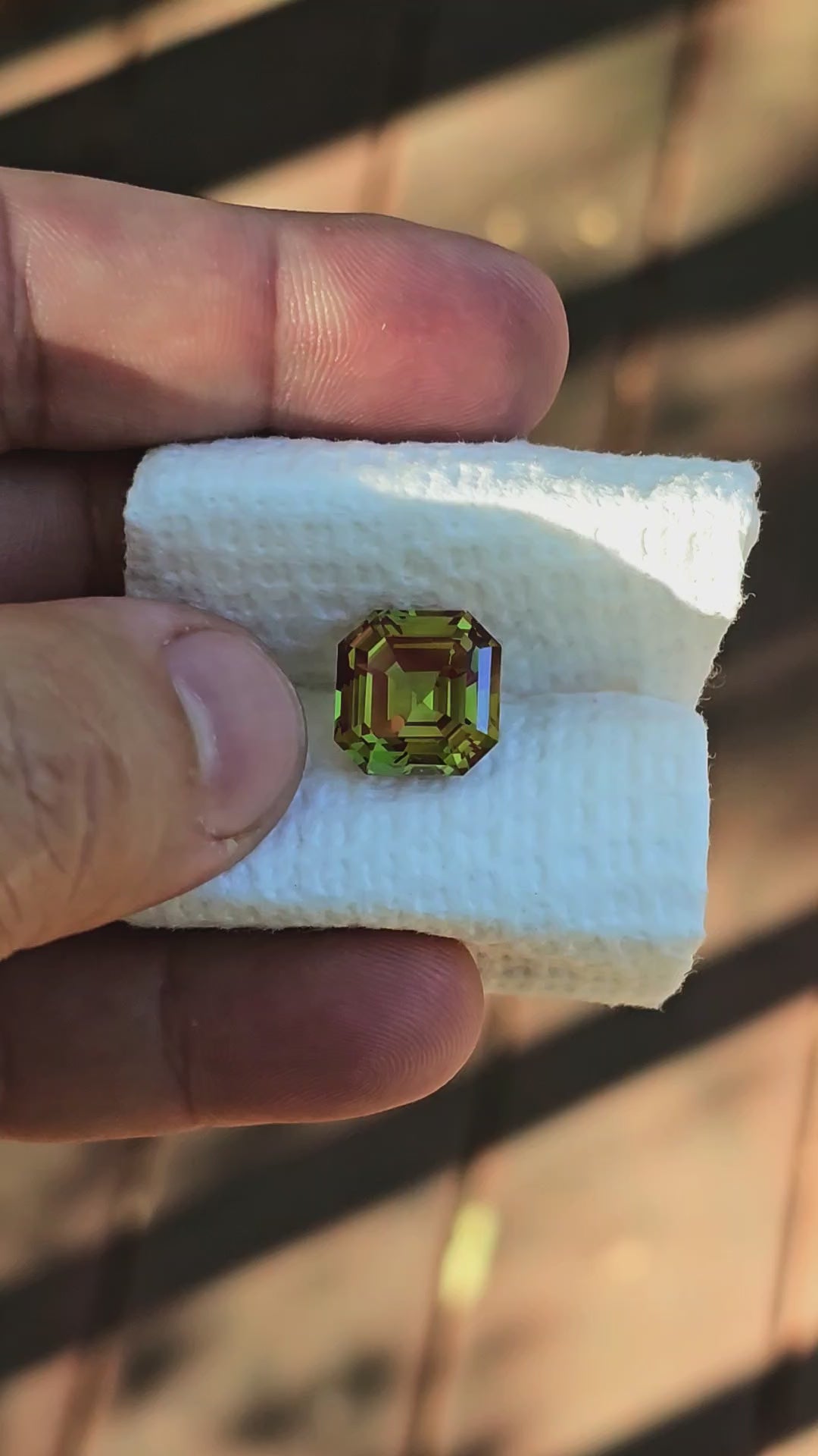 Green and Red Christmas Garnet, Asscher Cut, 13.82 Carats