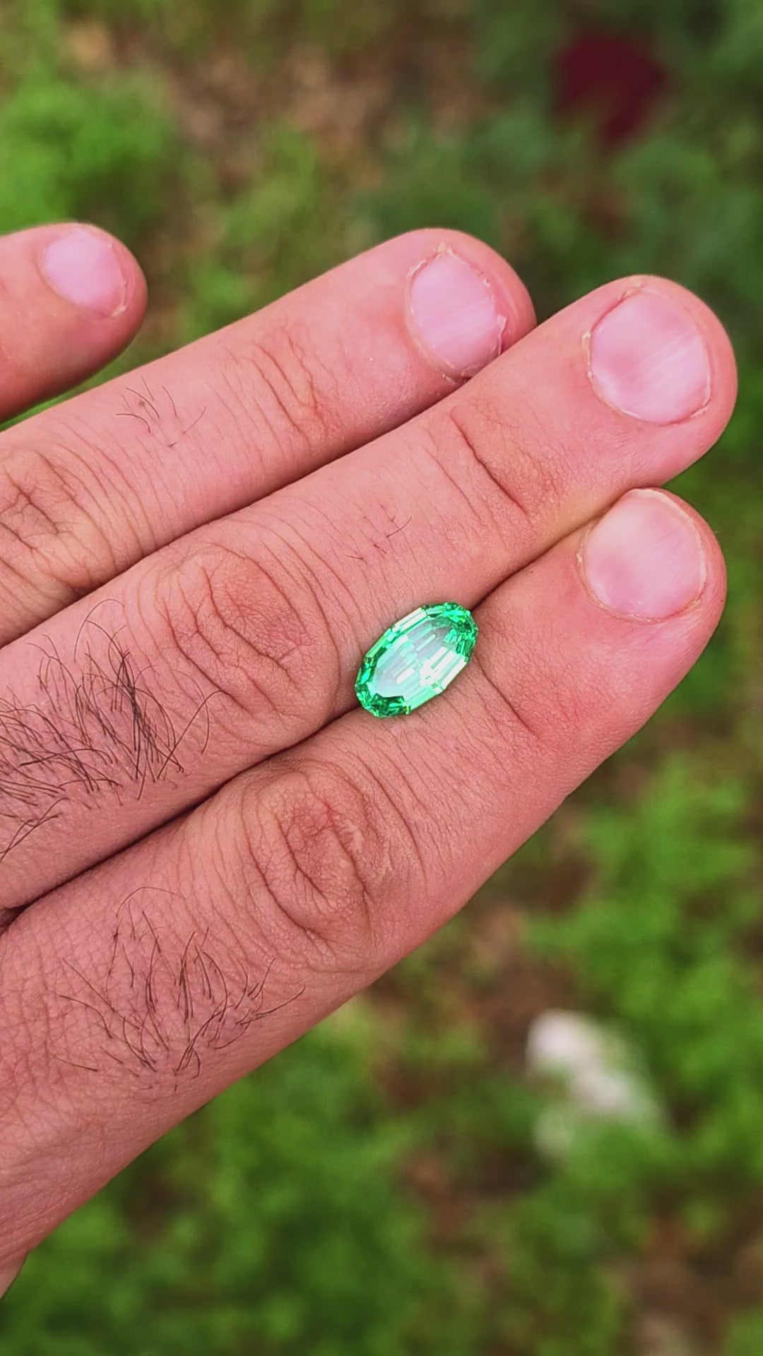 Vivid Green Vanadium YAG, Long Step Oval Cut, 3.60 Carats