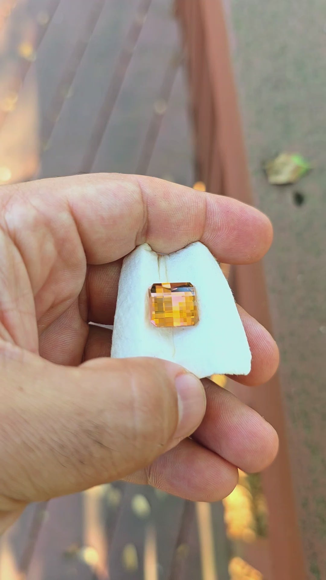 Toasted Orange Erbium YAG, Pixel Square Cut, 15.60 Carats